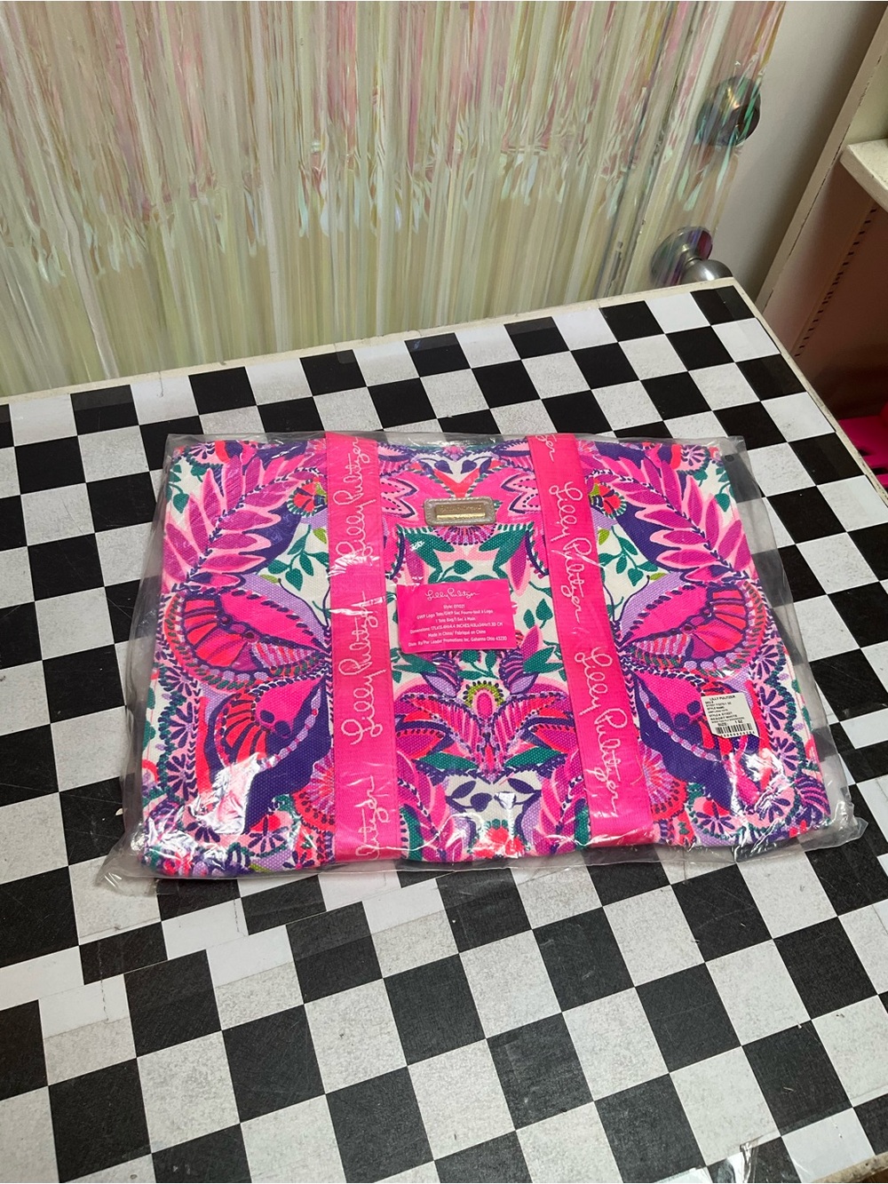 Lilly Pulitzer Hot Pink & Purple Floral Butterfly Tote